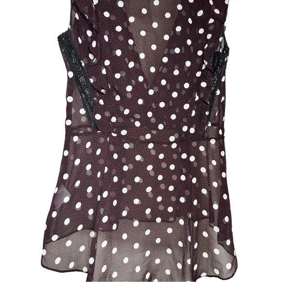 Veronica Beard Elle Polka-Dot 100% Silk Chiffon Top Black/Red/Cream Size 0 - Picture 7 of 16
